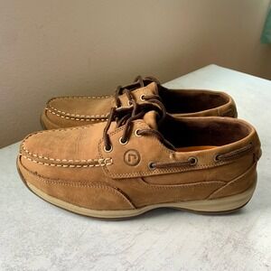 Rockport Works 10W Boat Shoes Brown Good Leather Steel Toe EH CSA RK6736